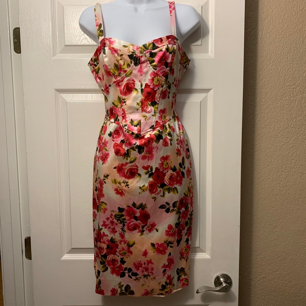 David meister pink floral dress